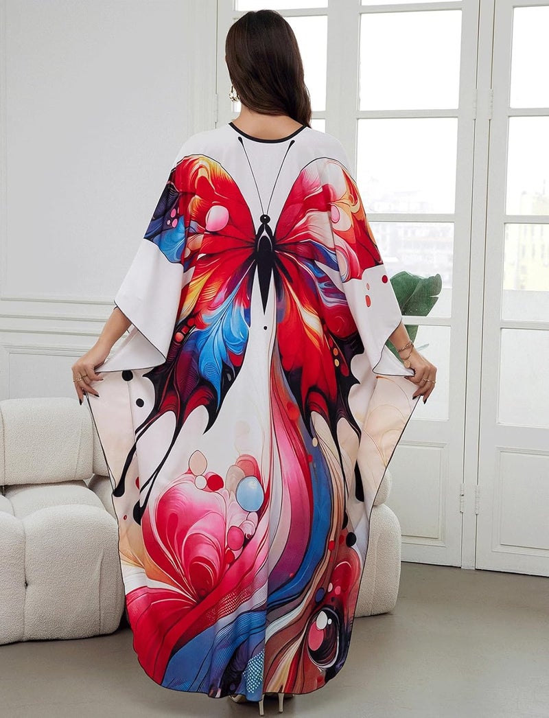 KECVOT Kaftan Dresses for Women Plus Size Batwing Sleeve Caftans Long Bathing Suit Cover Up Maxi Beach Dress Loungewear - Image 4